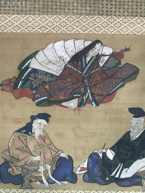 原裝舊裱 日本古美術(shù) 浮世繪 歌仙圖 人物畫 絹本立軸一件 書畫回流精品20200115 15